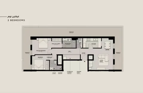 Floor plan, 3 Beds, 463 sq ft