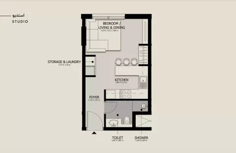 Floor plan, Studio, 313 sq ft