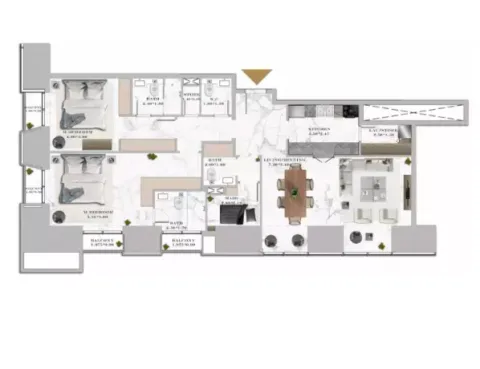 Floor plan, 2 Beds, 0 sq ft