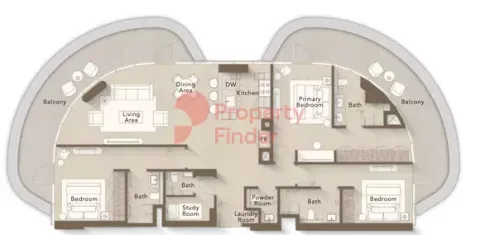 Floor plan, 3 Beds, 2,264 sq ft