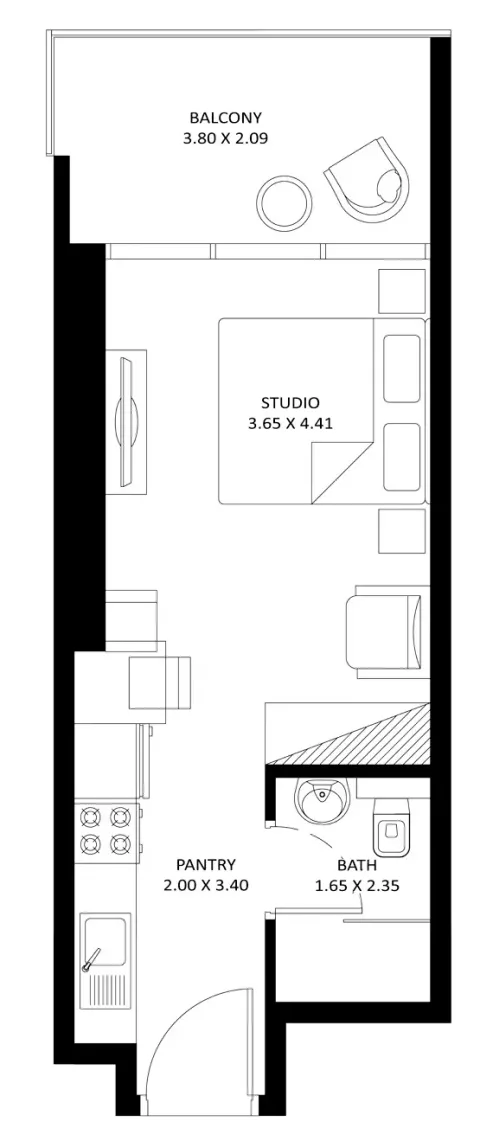 Floor plan, Studio, 389 sq ft
