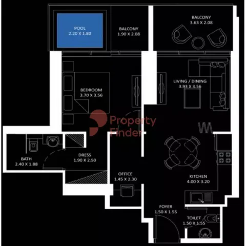 Floor plan, 1 Bed, 813 sq ft