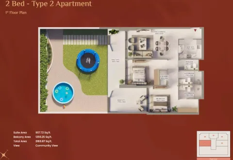 Floor plan, 2 Beds, 2,163 sq ft