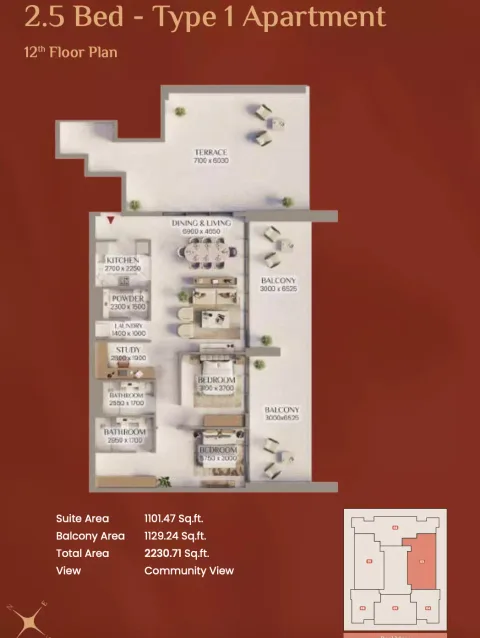 Floor plan, 3 Beds, 2,230 sq ft