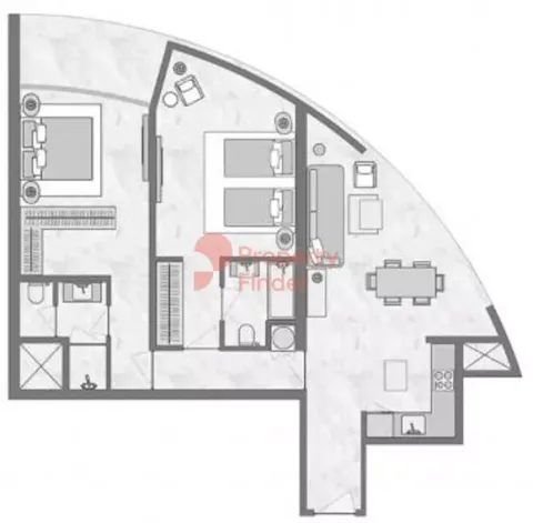 Floor plan, 2 Beds, 979 sq ft