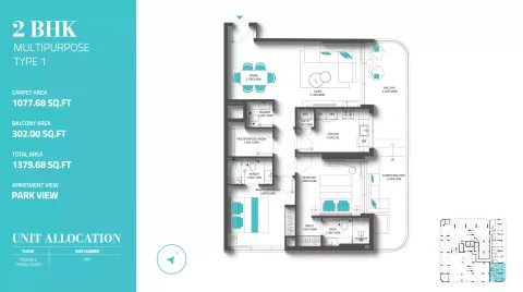 Floor plan, 2 Beds, 1,379 sq ft