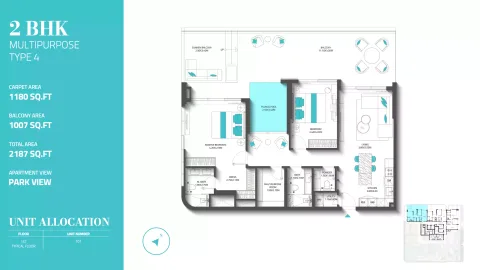 Floor plan, 2 Beds, 2,187 sq ft