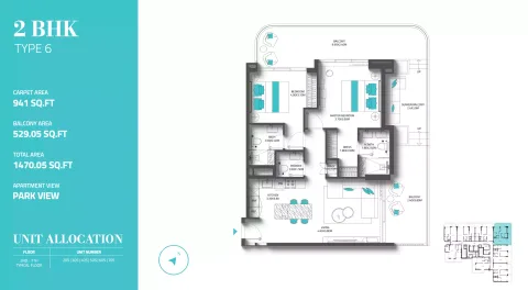 Floor plan, 2 Beds, 1,470 sq ft