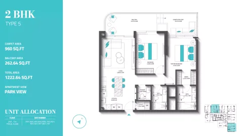 Floor plan, 2 Beds, 1,222 sq ft