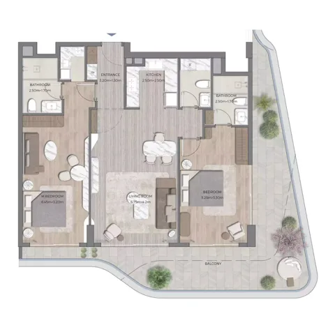 Floor plan, 2 Beds, 1,568 sq ft