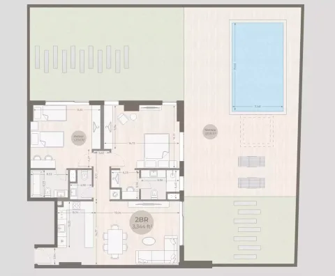 Floor plan, 2 Beds, 1,206 sq ft