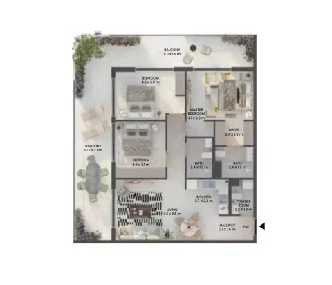 Floor plan, 3 Beds, 1,527 sq ft