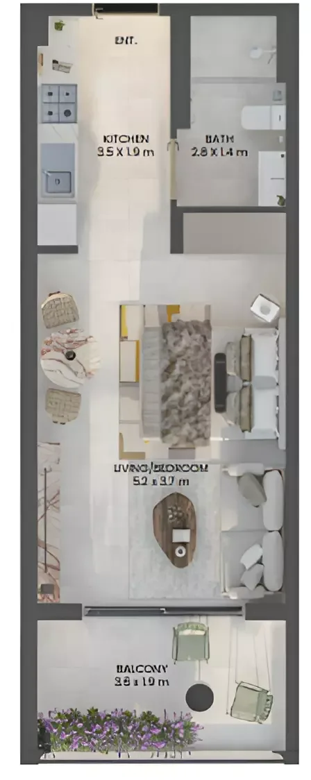 Floor plan, Studio, 453 sq ft