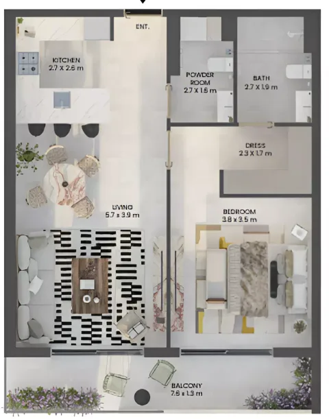 Floor plan, 1 Bed, 846 sq ft