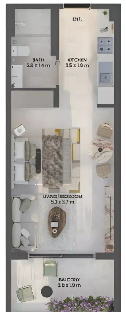 Floor plan, Studio, 454 sq ft