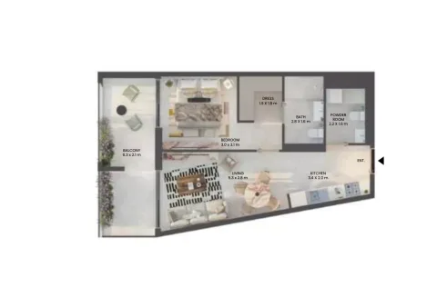 Floor plan, 1 Bed, 700 sq ft