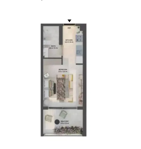 Floor plan, Studio, 354 sq ft