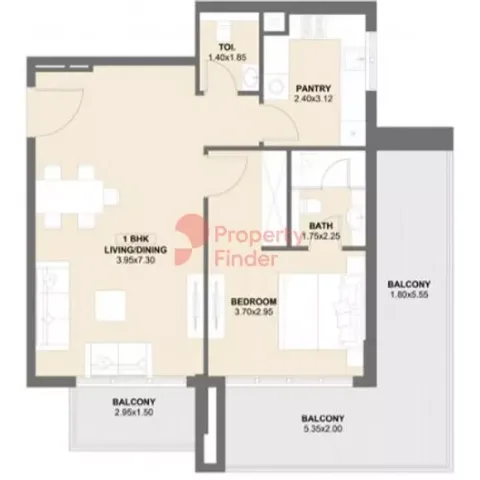 Floor plan, 1 Bed, 830 sq ft