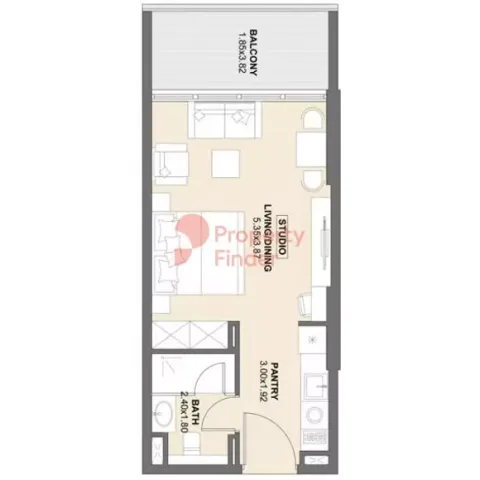 Floor plan, Studio, 422 sq ft