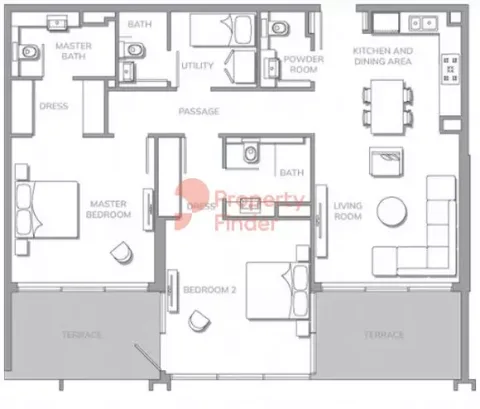 Floor plan, 2 Beds, 1,389 sq ft