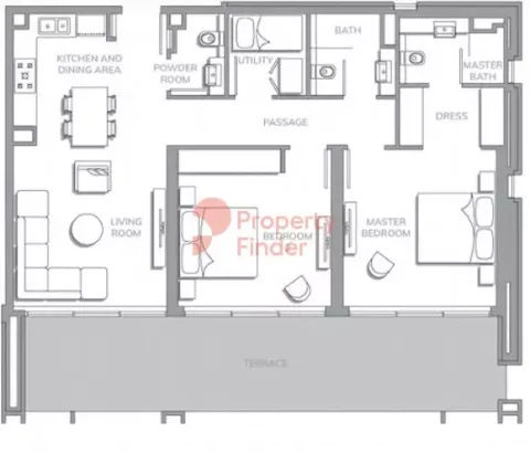 Floor plan, 2 Beds, 1,382 sq ft