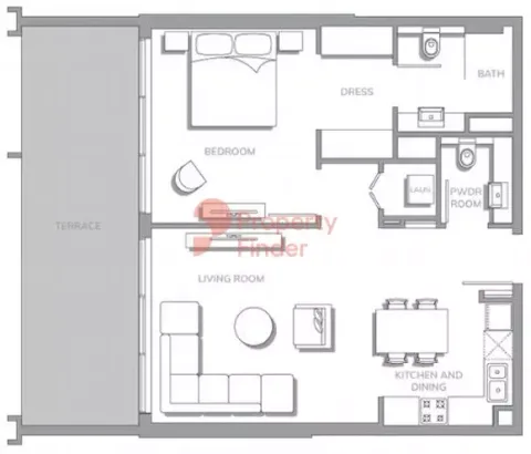 Floor plan, 1 Bed, 918 sq ft