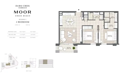Floor plan, 2 Beds, 1,005 sq ft