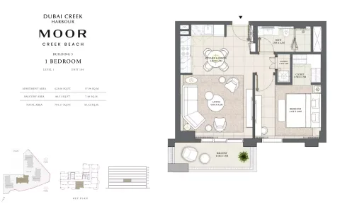 Floor plan, 1 Bed, 704 sq ft