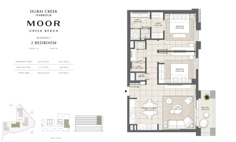 Floor plan, 2 Beds, 1,004 sq ft