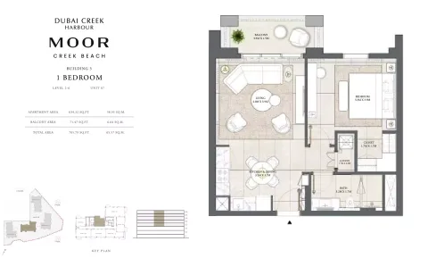 Floor plan, 1 Bed, 705 sq ft