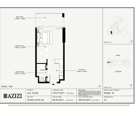 Floor plan, Studio, 459 sq ft