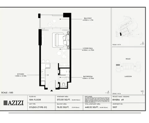Floor plan, Studio, 448 sq ft