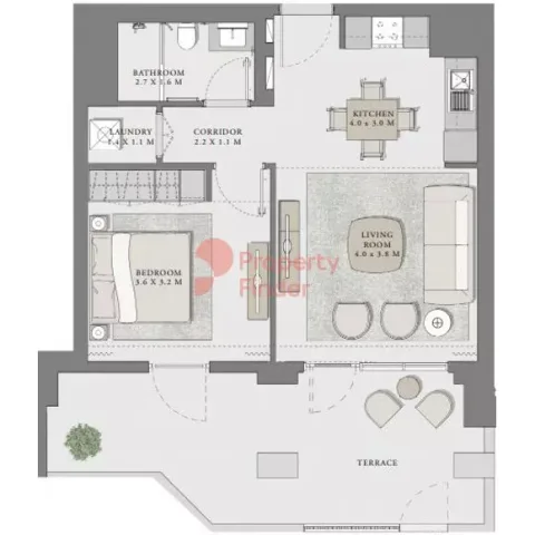 Floor plan, 1 Bed, 868 sq ft
