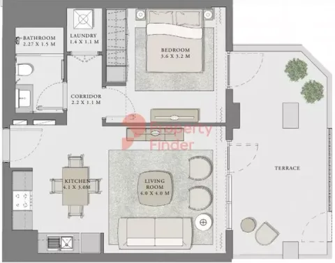 Floor plan, 1 Bed, 820 sq ft