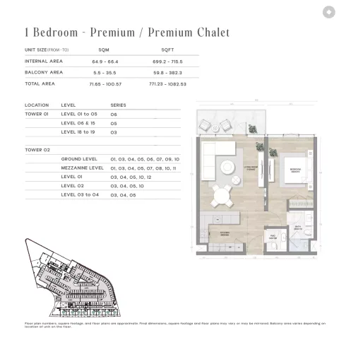 Floor plan, 1 Bed, 771 sq ft