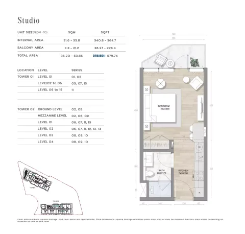 Floor plan, Studio, 379 sq ft