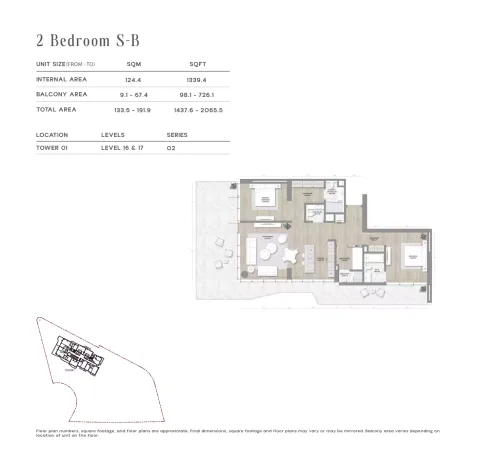 Floor plan, 2 Beds, 1,438 sq ft