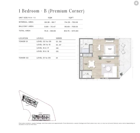 Floor plan, 1 Bed, 814 sq ft
