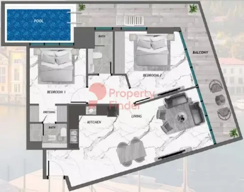 Floor plan, 2 Beds, 0 sq ft