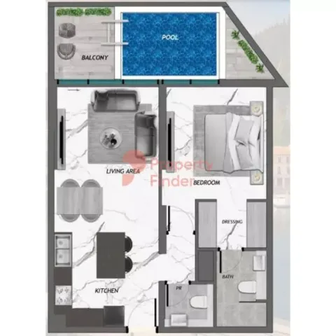 Floor plan, 1 Bed, 0 sq ft