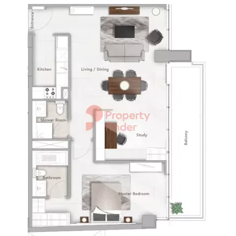 Floor plan, 1 Bed, 994 sq ft