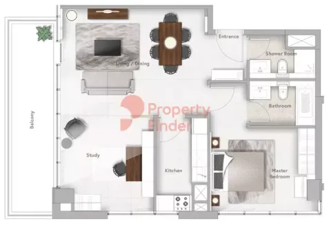 Floor plan, 1 Bed, 934 sq ft