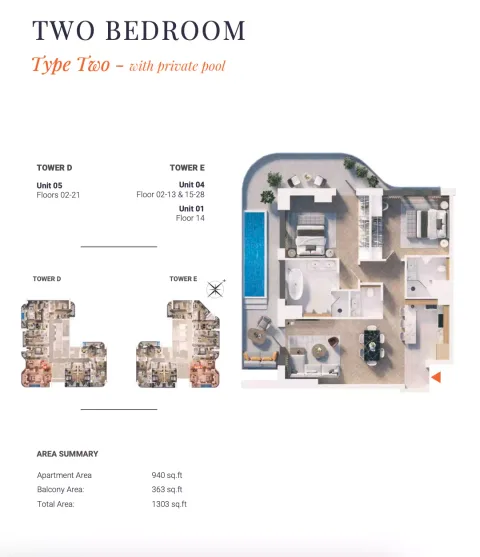 Floor plan, 2 Beds, 1,303 sq ft