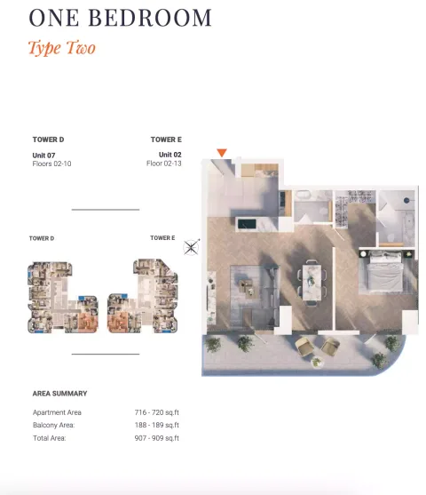 Floor plan, 1 Bed, 907 sq ft