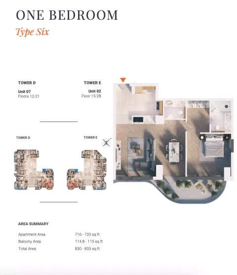 Floor plan, 1 Bed, 830 sq ft