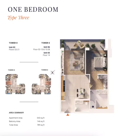 Floor plan, 1 Bed, 789 sq ft
