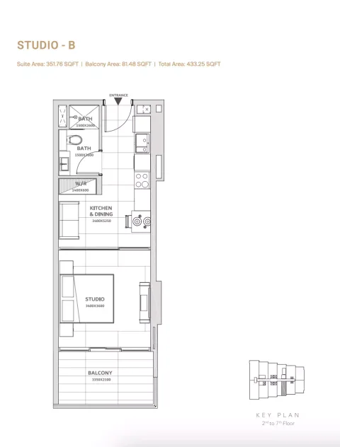 Floor plan, Studio, 433 sq ft