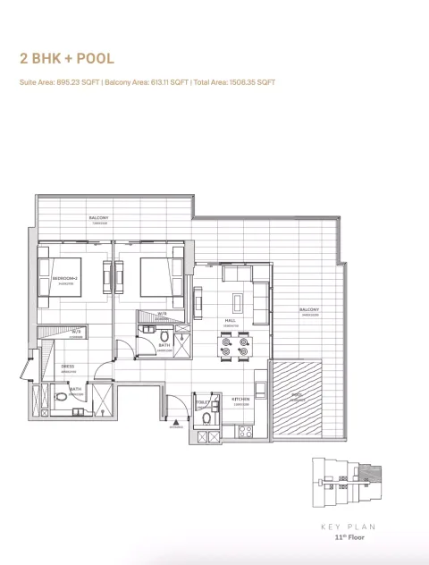 Floor plan, 2 Beds, 1,508 sq ft