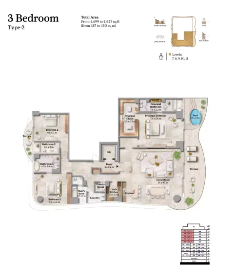 Floor plan, 3 Beds, 4,699 sq ft