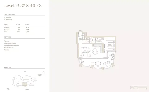 Floor plan, 1 Bed, 1,133 sq ft